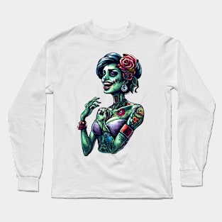 Zombie Apocalypse, Female Zombie, Cool, Girl, Undead, Funny Zombies Long Sleeve T-Shirt